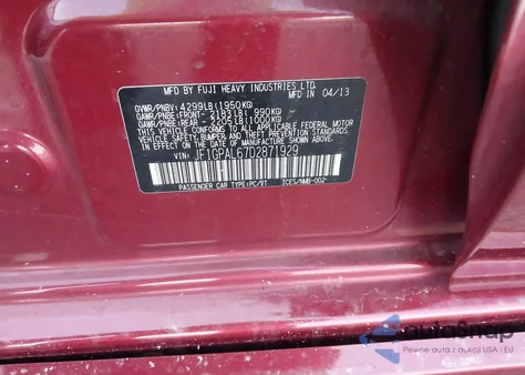 2013 Subaru Impreza 2.0I Sport Premium from USA, damaged, VIN JF1GPAL67D2871929